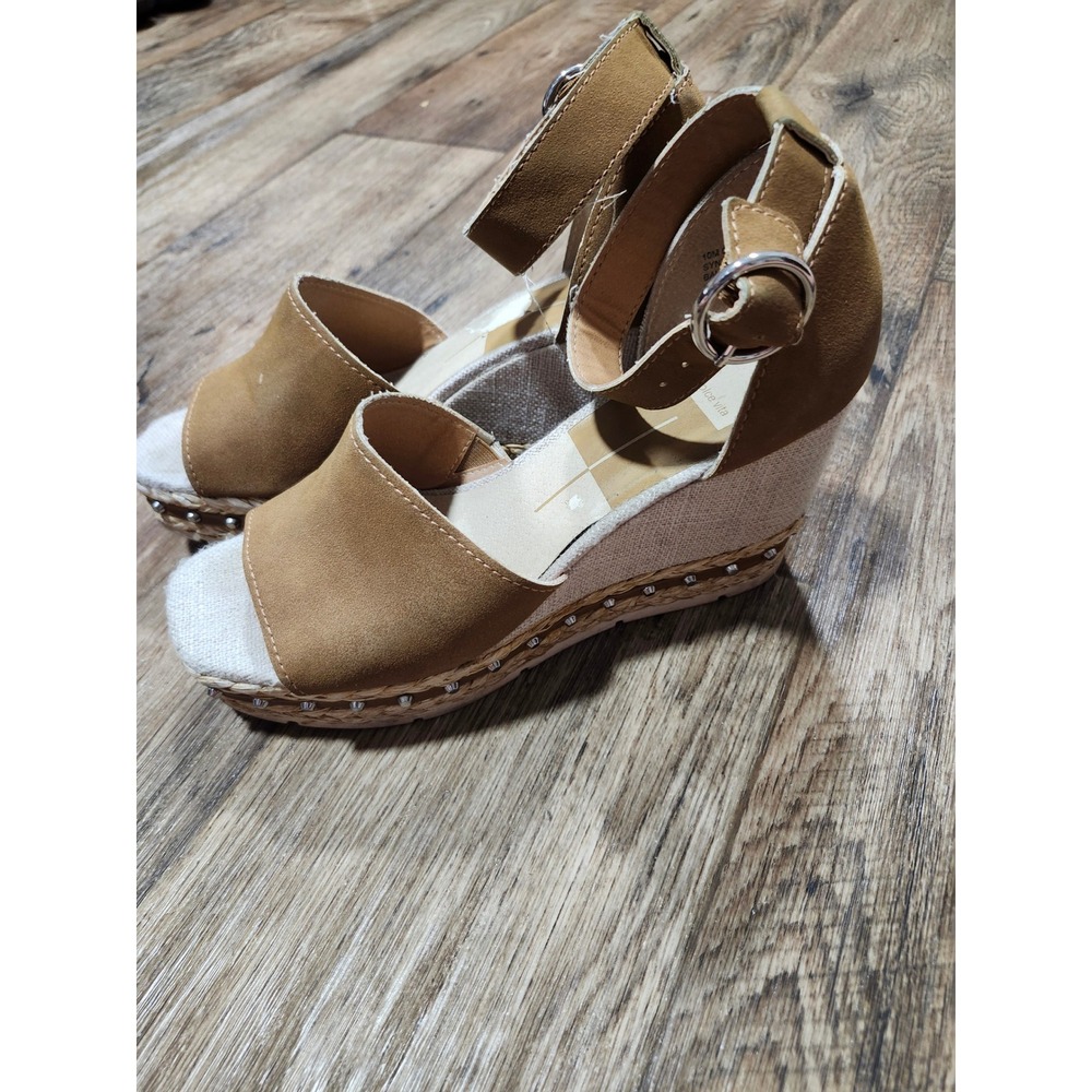 Dolce Vita Women Tan Brown Espadrille Wedge Sandals Studded Ankle Strap Sz 10 M - Picture 13 of 16